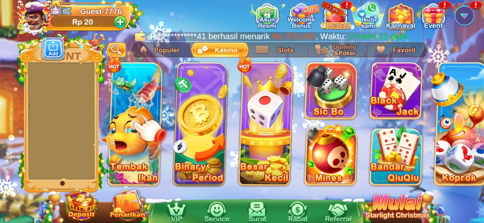 Game kasino populer seperti Tembak Ikan dan Sic Bo tersedia di K3K3 Apk 4 J 5442 F.